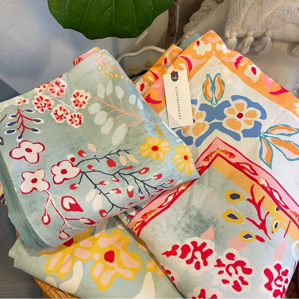 NEW Anthro Blue Jungle Multicolor Boho Queen / King Bedding Duvet & Sham Case